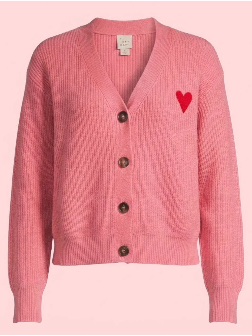 ❤️ A New Day Pink Heart Embroidered Cardigan Sweater ❤️ Size M girlhoodcore